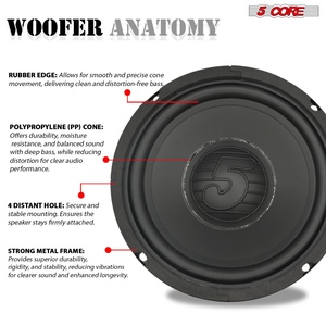 Subwoofer de voiture 6,5 pouces 100W, 5 cœurs, impédance 4 ohms, haut-parleur de remplacement pour basses profondes - Product Image 5