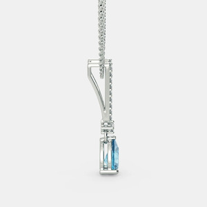 White Gold <b>Blue</b> Topaz Geometric Lab Grown Diamond Pendant <b>Necklace</b> - Product Image 2