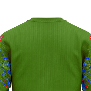 Sudadera de cuello redondo para hombre con mangas con efecto salpicado verde, estampado gráfico con logotipo personalizado, jersey de manga larga para entrenamiento de equipo, ropa de invierno al por mayor - Product Image 4