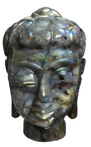 Escultura de piedras preciosas de labradorita hecha a mano, cabeza de Buda moderna tallada, arte religioso de tendencia y estatua coleccionable de la India - Product Image 3