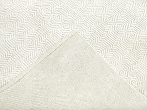 Tapis rectangulaire de style scandinave en laine biologique noué à la main, à poils ras, antidérapant, pour salon, couleur ivoire, laine naturelle - Product Image 4
