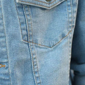 Veste d'hiver pour homme, coupe slim, fabrication professionnelle, usage décontracté en extérieur, col montant, logo sur le devant, 100% coton, veste en jean - Product Image 5