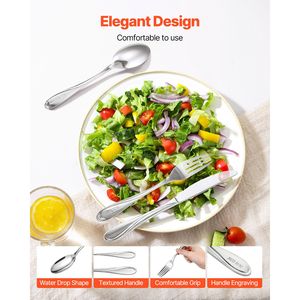 Set di posate da 45 pezzi in acciaio inossidabile per alimenti, finitura a specchio, rivestimento PVD, lavabile in lavastoviglie, utensili da tavola per mangiare - Product Image 4