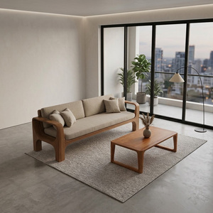 Sofá Semicircular de Madera Maciza de Roble para Sala de Estar, Asiento Individual, Banco de Madera Pulida, Sillón Tapizado, Mueble Moderno para el Hogar - Product Image 2