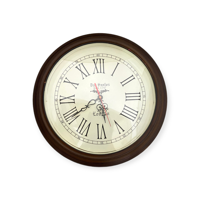 CL74 Art Deco Hanging Wood Wall Clock 16 Inch Battery Operated