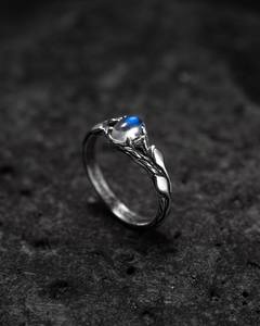 Bague de fiançailles en pierre de lune naturelle, argent sterling, certifiée IGI, design floral fantaisie Art Déco, haute qualité, cadeau pour femme - Product Image 2