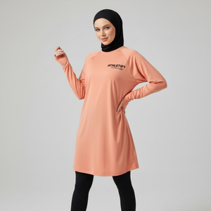 Haut à manches longues musulman modeste pour femme avec trous pour les pouces – Confortable, respirant, doux, élégant – Tenue de sport décontractée et active - Product Image 1
