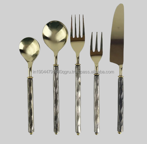Mango de diseño de corteza forjada a mano de aspecto elegante, 1 Cuchillo, 2 tenedores, 2 cucharas, juegos de cubiertos de cocina - Product Image 2