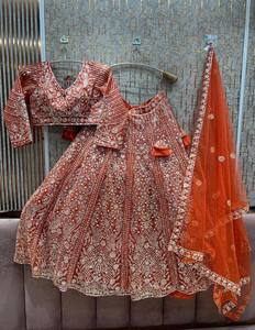 Women's Lehenga Choli Dupatta Vintage Traditional Style Recycled Butterfly <b>Net</b> <b>Fabric</b> Regular Length Soft Embroidery Party Wear - Product Image 6
