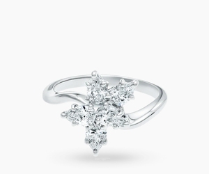 Fancy Shape Snowflake Elongated Cluster <b>Cocktail</b> CVDHPHT Synthetic Diamond Bridal Fine Luxury <b>Ring</b> in White <b>Gold</b> - Product Image 3