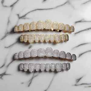 Grillz dentaire Hiphop unisexe, bijoux de corps, plaqué or 18 carats, argent sterling, ensemble complet de luxe, haut et bas, Moissanite, pour mariage et fête - Product Image 3