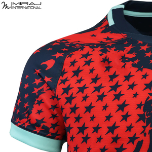 Camiseta de Rugby Deportiva Transpirable de Primera Calidad, Nueva, Moderna, en Rojo y Azul Marino, con Contraste de Color, Buen Proveedor, Absorbe la Humedad - Product Image 5