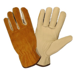 Gants de conducteur en cuir de vachette de qualité supérieure Protection industrielle ignifuge confortable Poignet élastique froncé - Product Image 1