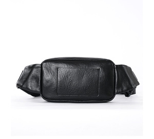 Bolso de Cintura de Cuero Genuino Negro para Hombre, con Cierre de Cremallera, Multifuncional, Tipo Bandolera y Correa Ajustable - Product Image 6