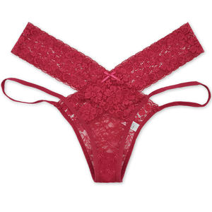 String en dentelle bleue pour femme, semi-transparent, avec motif décoratif - Product Image 4