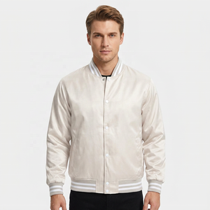 Men's Varsity <b>Jacket</b> With <b>White</b> Trim Button Front Stand Collar Casual Style Regular Fit Autumn Wear 2027 - Product Image 1