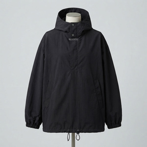 Wholesale <b>Women</b> Oversized Hooded Windproof <b>Fleece</b> Lined Jacket Solid <b>Black</b> 100% Cotton Front Logo Embroidery High Street Autumn - Product Image 1