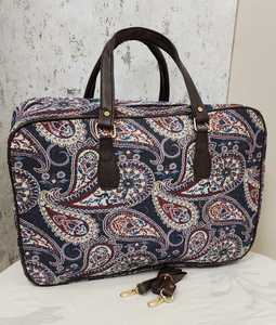 Paisley Pattern Cotton <b>Lunch</b> <b>Bag</b> Polyester Lining Insulated Handbag Zipper Tote Thermal Cooler <b>Bag</b> Featuring Organizational - Product Image 2