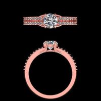 Bague de fiançailles en or rose 14 carats avec diamant de laboratoire taille brillant certifié IGI, double rangée, pavé, avec alliance à double sangle fendue, cadeau de luxe