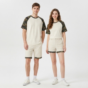 Custom <b>High</b> Quality <b>Men's</b> Raglan Crew <b>Neck</b> Short Sleeve <b>Tshirt</b> 100% Cotton Blank Patchwork <b>Tshirt</b> for <b>Men</b> - Product Image 2