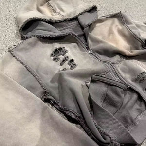 Sudadera con Capucha Nesta Sports Personalizada, Estilo Vintage, Desgastada, para Hombre, Lavada con Ácido, con Salpicaduras de Pintura, Efecto Desgastado por el Sol, 420GSM - Product Image 1