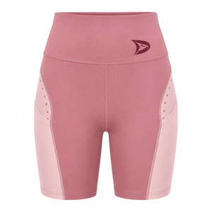 Shorts Deportivos Rosa de Cintura Baja, Tela de Lona Transpirable, Corte Regular, Cintura Elástica, Color Sólido, Ecológicos, Spandex/Algodón - Product Image 1