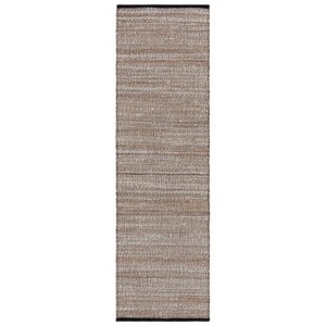 Tapis de couloir moderne en jute, brun uni, tissage plat, avec envers antidérapant en caoutchouc, à poils fins, pour usage domestique - Product Image 1