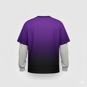เสื้อยืดแขนยาว 2 in 1 ผ้าฝ้ายคุณภาพสูง ทรงโอเวอร์ไซส์ เนื้อผ้าหนา คอกลม แขนยาวสองชั้น สำหรับผู้ชาย - Product Image 2