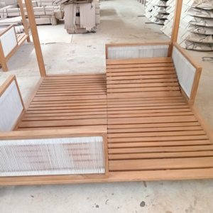 Outdoor Teak Wood Canopy Daybed Modern Poolside Cabana Garden Villa Resort Hotel Waterproof Custom Furniture - Product Image 5