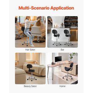 Sgabello Ergonomico con Capacità di Carico 450 LBS, Altezza Regolabile, Supporto per la Schiena, Ruote, Pelle PU Ispessita - per Arredamento da Salone - Product Image 6