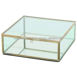 Juego de 3 cajas de latón y vidrio en forma cuadrada, alta calidad, joyería a bajo precio - Product Image 4