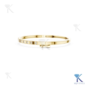Brazalete de Diamantes Cultivados en Laboratorio con Oro Alternado de 14K, Oro Sólido, Joyería Fina Unisex Minimalista, Regalo para Fiestas - Product Image 6