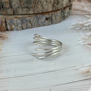 Bague ouverte géométrique minimaliste en argent 925, unisexe, pour tous les jours, bague simple - Product Image 2