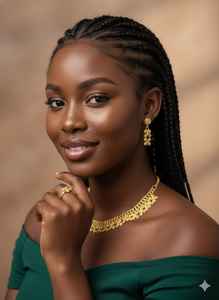 Ensemble de collier de mariée en cuivre plaqué or 1K pour femmes, design élégant |   Bijoux de mariage traditionnels |   Fait main - Product Image 2