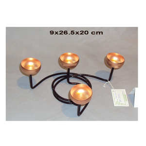 Three-Bowl Decorative Candle Holder Golden <b>Cups</b> Black Spiral Metal Frame Artistic Home Decor Centerpiece Stylish Party Handmade - Product Image 2
