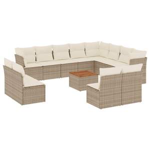 Conjunto de Sofás de Jardín de Ratán Beige, Más de 10 Plazas, Muebles de Exterior Resistentes a la Intemperie, Diseño Contemporáneo - Product Image 4