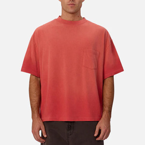 Camisetas de Hombre 100% Algodón, Lisas, con Diseño de Logotipo Personalizado, Lavadas, de Alta Calidad, Holgadas, con Hombros Caídos, Ecológicas, con Bolsillo - Product Image 1