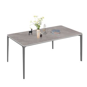 Aluminium Alloy Grey <b>Legs</b> 63 Inch Sintered Stone/Marble/Porcelain Top Dining <b>Table</b> for Kitchen/Living Room Elegant Dining <b>Table</b> - Product Image 1