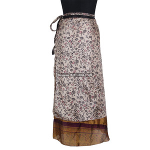 2 Layer Magic Designer Traditional Sari Silk <b>Wrap</b> <b>Skirt</b> Women's High Waist Long <b>Wrap</b> Around <b>Skirts</b> Magic Around 38" Dress Design - Product Image 4