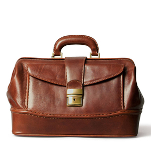 Classic Doctor Bag Leather Genuine Leather Satchel With Shoulder Strap And Hasp Closure For Business Use - Product Image 1