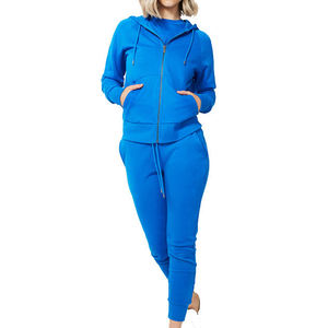 Conjunto Deportivo de 2 Piezas para Mujer, Sudadera con Capucha y Cremallera Completa, Pantalones Jogger, Ropa Deportiva de Felpa, Venta al Por Mayor, Logotipo Personalizado - Product Image 1