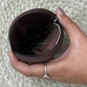 Real Handmade Hair on Hide Fur Leather Coin Change Purse Round Credit Card Holder Case Western Stylish <b>Cute</b> Small Round <b>Wallet</b> - Product Image 6