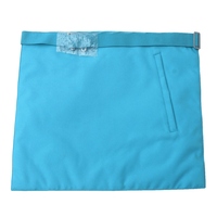 Tablier de Rite Français 3 Rosettes, Régalia Maçonnique Artisanale Premium en Cuir d'Agneau Blanc, Ruban Moiré Bleu Ciel, Broderie Dorée, OEM ODM