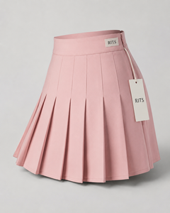 Jupe plissée rose pour femme RITS, taille normale, tissu tissé, couleur unie, style toutes saisons, prix abordable, vente en gros - Product Image 1