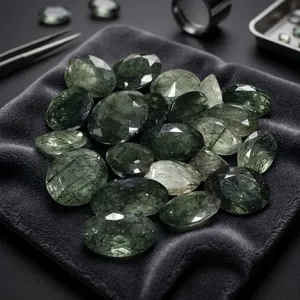 BAITHU GEMS MINERALS ควอตซ์รูทิเลตสีเขียวธรรมชาติ คริสตัลขัดเงา อัญมณีหายาก พร้อมรูทิลในตัว สำหรับการเติบโตทางจิตวิญญาณและความบริสุทธิ์ - Product Image 3