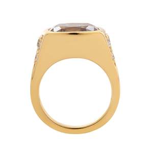 Nouvelle Arrivée Bague Solitaire Vintage en Or Jaune Massif 18K avec Diamant Brun de Laboratoire de 4,5 carats Certifié IGI, Coupe Coussin - Product Image 6
