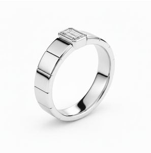 <b>Emerald</b> Cut Moissanite Luxury <b>Ring</b> 925 Sterling <b>Silver</b> White Gold Plated Elegant Solitaire Engagement Wedding Anniversary <b>Ring</b> - Product Image 3