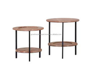 Juego de Mesas Auxiliares Redondas Modernas de Madera con Patas de Metal, Mesa de Centro de 2 Niveles para Sala de Estar, Mesa Auxiliar Redonda para Café 2026 - Product Image 2