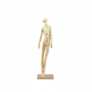 Paire de sculptures humaines texturées de style Giacometti de luxe avec socle carré pour tables consoles et meubles TV contemporains - Product Image 4