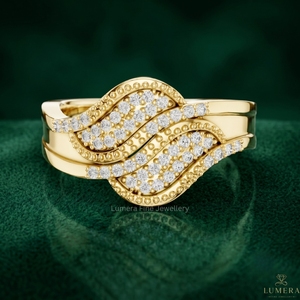 9K 10K 14K 18K Gold Lab Grown Diamond Wave Ring for Women | Luxury Moissanite <b>Infinity</b> Band | IGI Certified Fashion Jewelry - Product Image 1